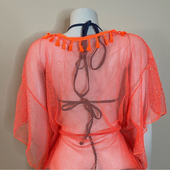 Bright orange summer beachwear V-neck slip dress cover up - Picture 6 of 10